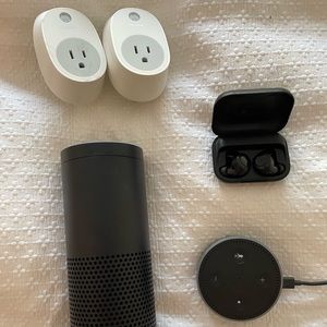 Echo, Echo Dot, Echo Buds, and 2 TP Link Smart Plugs